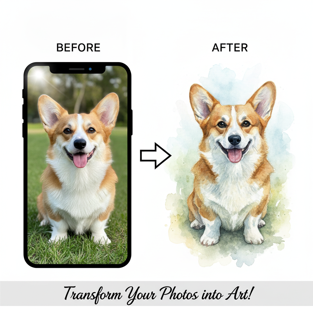 Before and after: your pet photo turned into hand-painted art